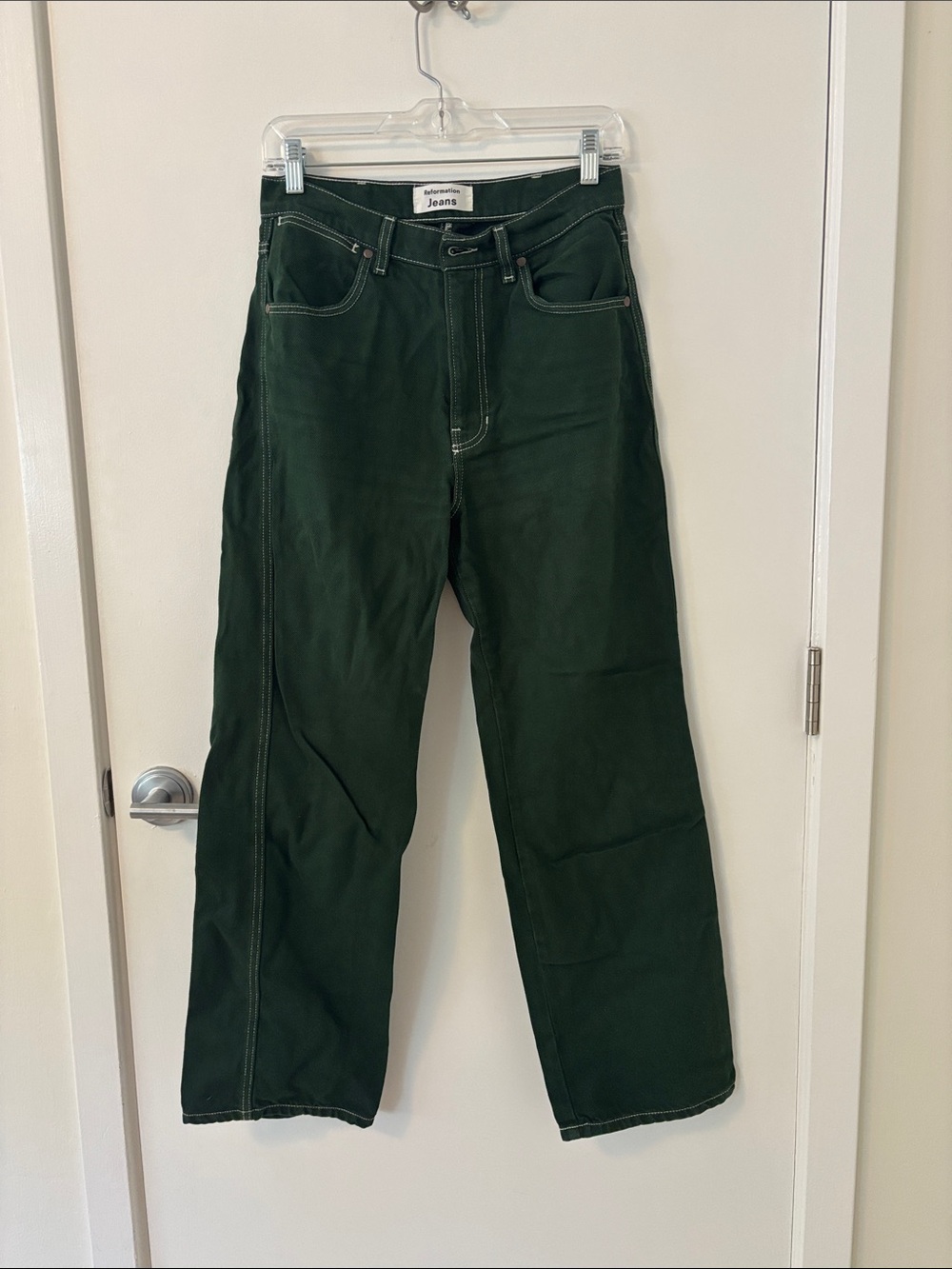 Reformation Dark Green Wide Leg Jeans